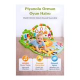 hak-iş oyuncak Piyanolu Orman Desenli Bebek Oyun Halısı – 0+ Ay, Hayvan Figürlü Işıklı ve Müzikli Gelişim Matı