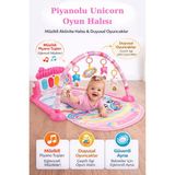 Hak-İş Oyuncak Piyanolu Unicorn Desenli Bebek Oyun Halısı - 0+ Ay, Hayvan Figürlü Işıklı ve Müzikli Gelişim Matı - Pembe - 76 x 60 x 45 cm