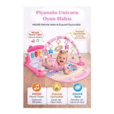 hak-iş oyuncak Piyanolu Unicorn Desenli Bebek Oyun Halısı – 0+ Ay, Hayvan Figürlü Işıklı ve Müzikli Gelişim Matı