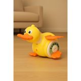 hak-iş oyuncak Sesli ve Işıklı Yürüyen Ördek Oyuncak – Kanat Çırpan, 360° Dönen, USB Şarjlı Foraging Duck - Sarı
