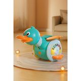 Hak-İş Oyuncak Sesli ve Işıklı Yürüyen Yeşil Ördek Oyuncak – Kanat Çırpan, 360° Dönen, USB Şarjlı Foraging Duck - Mavi/turkuaz