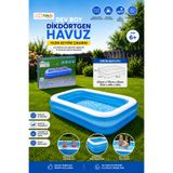 hak-iş oyuncak Şişme Dikdörtgen Havuz 262 x 175 x 50 cm Mavi Bahçe Havuzu
