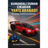 hak-iş oyuncak Uzaktan Kumandalı Şarjlı Kırmızı Spor Araba – Işıklı, Duman Efektli, Kapıları Açılan RC Yarış Arabas
