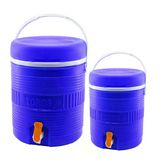 Hak Plastik Toros H-902 Yuvarlak Termos 2'Li Set 14+6 Lt - Mavi Musluklu Taşıma Kulplu