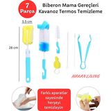 Hakan Living 7 Parça Biberon Uzun Kavanoz Termos Suluk Sürahi Yağ Şişe Içi Temizleme Fırçası Aparatı Seti