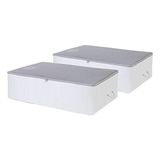 Hakay 2 Adet Mega Boy Gri Çizgili Baza Altı Hurç Seti - 74X46X22 cm