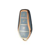 Hakay Autohan Keys Byd Atto 3 Seal U Anahtar Kılıfı, Premium Koruyucu Kılıf, Araba Anahtarı Koruma Kabı (Gri-Altın) - 12M-Krem