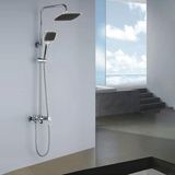 Hakay BADEM10 Robot Tepe Duş Seti Takımı Shower Yağmurlama Kare Banyo Masaj Duş Başlığı Sistemi Siyah Krom - Ahşap
