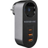 Hakay Coverzone 3 USB Termal Akım Korumalı Priz 1 Type-C 2 USB Çıkışlı Akıllı Akım Dengeleme Çocuk Korumalı Kısa Devre Korumalı 10A 2500W USB 2.1A Priz Adaptörü | Model 3400 - Ahşap - Bej - Siyah