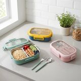Hakay Deconox Paslanmaz Çelik Yemek Kabı 800 Ml, 2 Bölmeli Lunch Box, Çatal Kaşık Dahil, Kilitli Kapaklı Saklama ve Taşıma Kabı, 21X15X6,6 Cm, Pembe/mavi/yeşil - Adaçayı