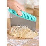 Hakay Desenli Saplı Metal Hamur Spatulası, Hamur Kesme ve Bölme Aparatı, Pasta Sıvama ve Mutfak Kazıyıcı, Ergonomik Plastik Saplı (Su Yeşili) - 0 - 19 L