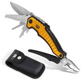 Hakay Erpillar Çok Fonksiyonlu Alet 9'u 1 Arada, X-Large, Uzun Burun Pense, Tel Kesici, Bıçak, Şişe Açacağı, Tornavida, Testere Bıçağı, Keseli - Sarı 980045