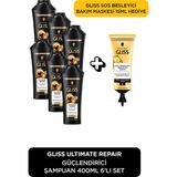 Hakay Gliss Ultimate Repair Şampuan 400ML 6'lı Set + Oil Nutritive Sos 15 ml Hediye