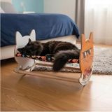 Hakay Gobypet Ahşap Sallanan Kedi Beşiği – Sevimli Kedi Figürlü, Minderli, Dekoratif Dinlenme Yatağı (Lacivert)