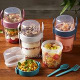 Hakay Kaktüskedi 4 'lü Set Çatallı Kaşıklı Atıştırmalık Yemek Yoğurt Müsli Granola Diyet Kabı - Yemek Saklama Kabı 716776 - Abanoz