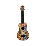 Hakay Kedi Desenli Soprano Ukulele, Renkli Çizimlerle Dekoratif Müzik Aleti
