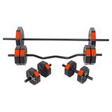 Hakay Kırmızı Kapaklı Dumbell Ağırlık Seti, 150 cm Düz Bar ve Z Bar