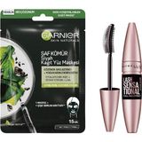 Hakay Maybelline New York Lash Sensational Yelpaze Etkili Intense Black Maskara - Ekstra Siyah & Kömürlü Kağıt Yüz Maskesi Siyah Yosun Set - 001 Brown
