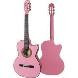 Hakay Pembe Renkli 4/4 Boy Klasik Gitar Seti, Solak Kullanım Için