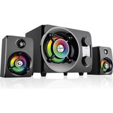 Hakay Rampage Rms-G8 2+1 25 W Bluetooth USB Sd Fm Radyolu Rainbow LED Işıklı Gaming Ses Sistemi - Ahşap