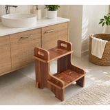 Hakay Rozitoys Ahşap Montessori Kaymaz Basamak Tabure – Banyo ve Lavabo Yükseltici Merdiven, 36X36X40 Cm, Mdf Melamin Kaplama