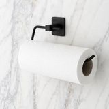 Hakay Suwors Kendinden Yapışkanlı Kağıt Havluluk ve Rulo Havlu Askısı - Deliksiz Montaj, Paslanmaz Metal, Mat Siyah - Mutfak ve Banyo Için Duvara Monte Havluluk Aparatı - Ahşap