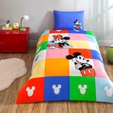 Hakay Taç Lisanslı Disney Mnnie & Mickey Tek Kişilik Pamuk Nevresim Takımı - 001-Renkli