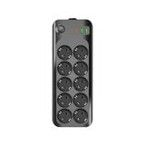 Hakay Termal Akım Korumalı Grup Priz USB & Type-C 2.1A Şarj Çıkışlı 10’lu Uzaatma Kablo 10A 2500W 2 Metre 3423 - Ahşap - Bej - Siyah