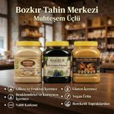 Hakbur Bozkır Yöresel Bozkır Tahin Merkezi Enfes Üçlü Altın Susam Kavrulmuş Tahin-Taş Değirmen Beyaz Tahin -Üzüm Pekmezi - 2,85 kg