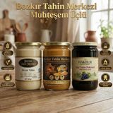 Hakbur Bozkır Yöresel Bozkır Tahin Merkezi Muhteşem Üçlü Beyaz Tahin-Altın Susam Tahin-Köy Pekmezi - 2,95 kg