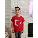 Hakem Triko Hakem Kırmızı Süprem Tişört Türk Bayrağı Baskılı Erkek Bisiklet Yaka Kısa Kol Pamuklu