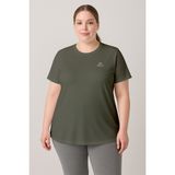 Haki Baskılı O Yaka Rahat Form Battal Büyük Beden Kadın T-Shirt - 97308