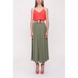 Haki Beli Lastikli Midi Etek 81209 - 00410-Haki
