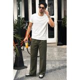 Haki Bol Paça Beli Bağlamalı Erkek Pantolon E7403 - S