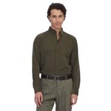 Haki Çizgili Regular Fit Dokuma Kadife Casual%100 Pamuk Gömlek