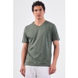 Haki Düz Erkek T-Shirt - Slim Fit