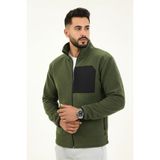 Haki Erkek Softshell Anti Peeling Polar Ceket 3 Cepli Tam Fermuarlı Ön Parça Detaylı