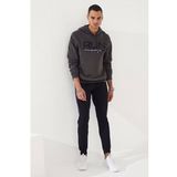 Haki Erkek Yazı Nakışlı Standart Kalıp Kapüşonlu Sweatshirt-87887