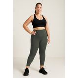 Haki Esnek Standart Fit Performans Battal Büyük Beden Kadın Tayt - 94652 - 3XL