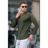 Haki Fermuarlı Erkek Triko Kazak 6824 - S