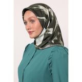 Haki Fırça İzi Desen Twill İpek Eşarp