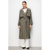 Hakı Mizalle Oversize Haki Tencel Trençkot