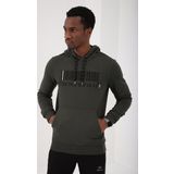 Haki Nakışlı Kanguru Cep Standart Kalıp Kapüşonlu Erkek Sweatshirt - 87839