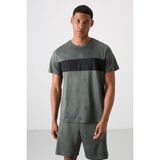 Haki Nefes Alan Jakarlı İnce Esnek Standart Fit Erkek Performans T-Shirt - 88398