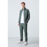 Haki Pamuklu Kalın Yumuşak Dokulu Comfort Fit Basic Erkek Eşofman Takım - 85260 - 2XL