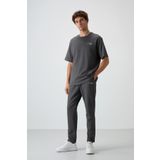 Haki Pamuklu Kalın Yumuşak Dokulu Oversize Fit Nakışlı Erkek Eşofman Takım - 85252