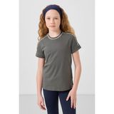 Haki Pamuklu O Yaka Standart Fit Basic Kız Çocuk T-Shirt - 75177 - 7 - 8 Yaş