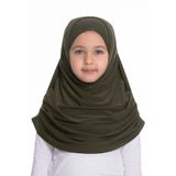 Haki Pratik Hazır Geçmeli Çocuk Tesettür Bone Sandy Kumaş Kendinden Boneli 78_09