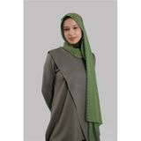 Haki Pratik Hazır Geçmeli Şal Desenli Şifon Hijab Boneli 2415_09