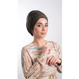 Haki Pratik Hazır Geçmeli Tesettür Bone Sandy Kumaş Büzgülü 2114_09
